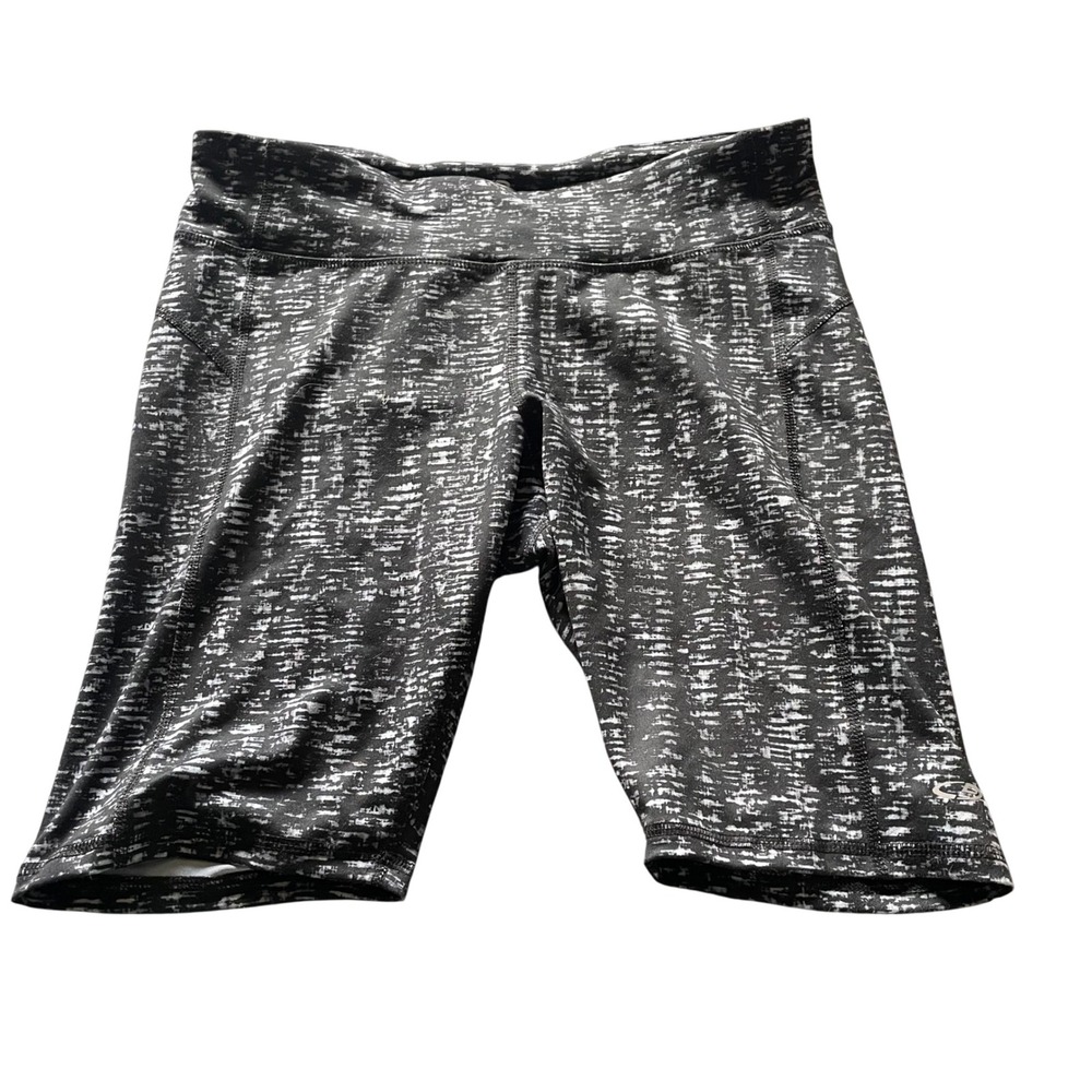 Champion Duo Dry Women's Black White Abstract Print Athletic Biker Shorts Size L